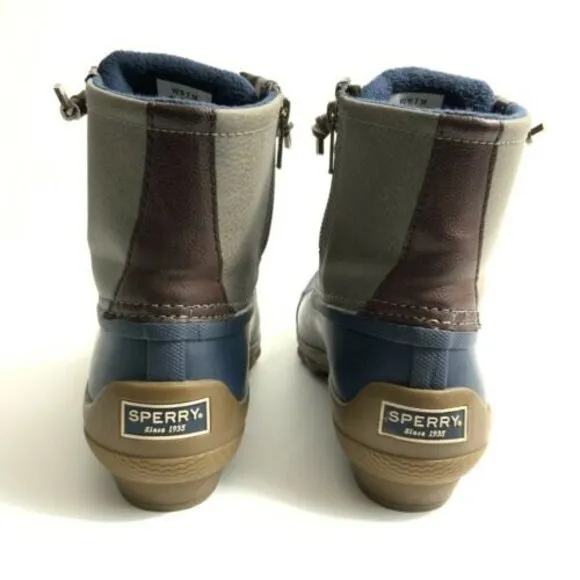 Sperry Waterproof Rubber Leather Duck Boots Blue Gray 7M