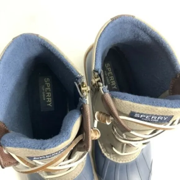 Sperry Waterproof Rubber Leather Duck Boots Blue Gray 7M
