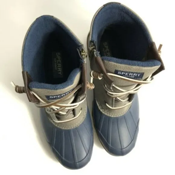 Sperry Waterproof Rubber Leather Duck Boots Blue Gray 7M