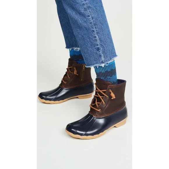 SPERRY WOMEN'S SALTWATER BOOTS, TAN/NAVY, 7.5