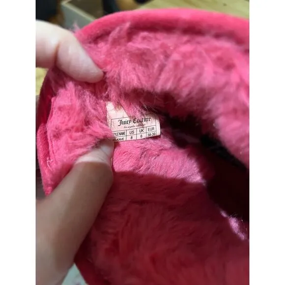 Spicy Juicy‎ Couture Kave Fur Boots Hot Pink  Boots Ankle Warm Fuzzy sz 8