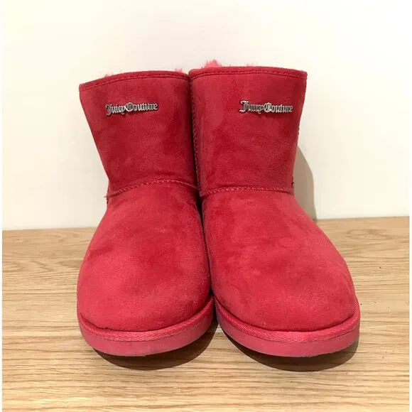 Spicy Juicy‎ Couture Kave Fur Boots Hot Pink  Boots Ankle Warm Fuzzy sz 8