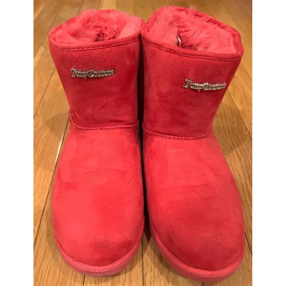 Spicy Juicy‎ Couture Kave Fur Boots Hot Pink  Boots Ankle Warm Fuzzy sz 8