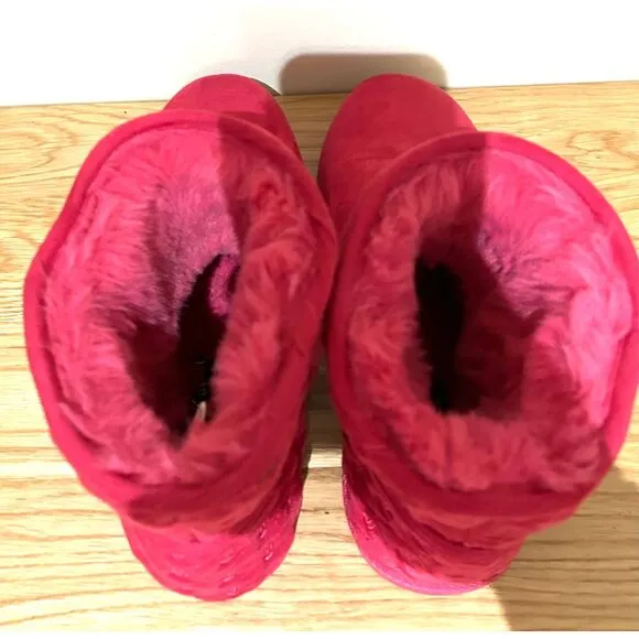Spicy Juicy‎ Couture Kave Fur Boots Hot Pink  Boots Ankle Warm Fuzzy sz 8