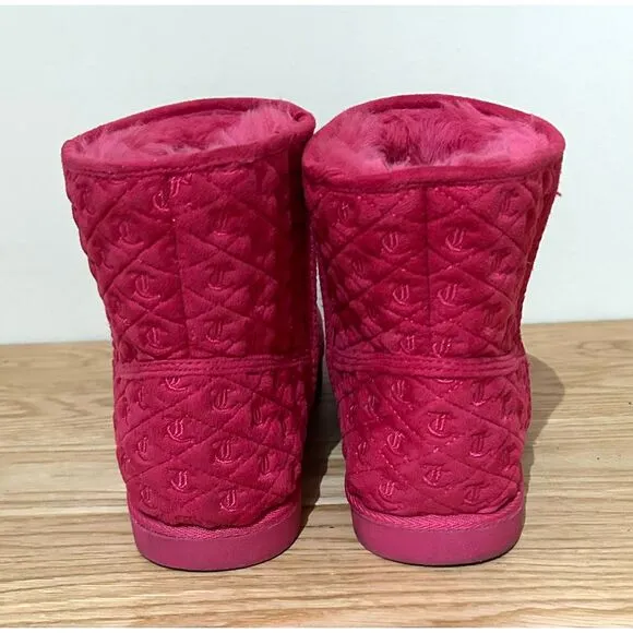 Spicy Juicy‎ Couture Kave Fur Boots Hot Pink  Boots Ankle Warm Fuzzy sz 8