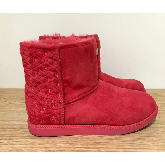 Spicy Juicy‎ Couture Kave Fur Boots Hot Pink  Boots Ankle Warm Fuzzy sz 8