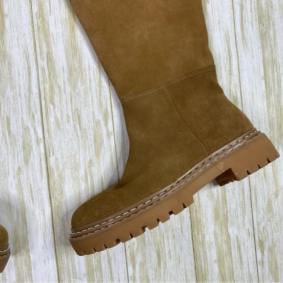 Splendid Amalia Brown Leather Knee High Lugged Boots