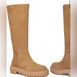 Splendid Amalia Brown Leather Knee High Lugged Boots