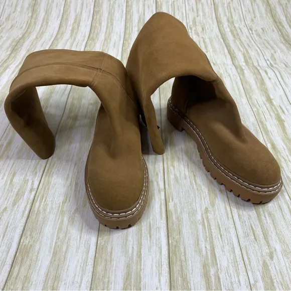 Splendid Amalia Brown Leather Knee High Lugged Boots