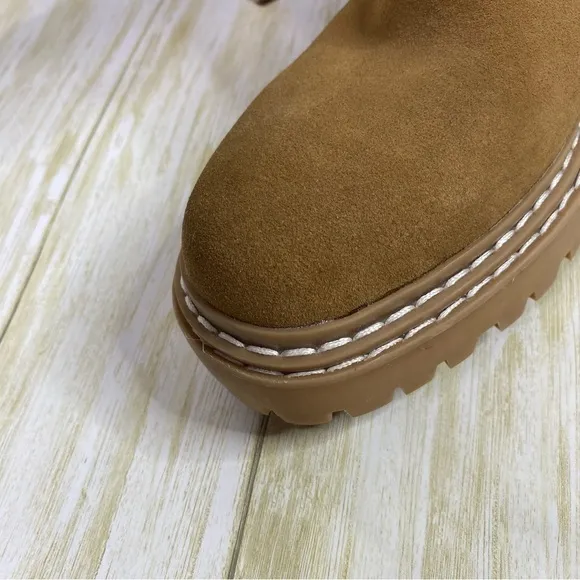 Splendid Amalia Brown Leather Knee High Lugged Boots