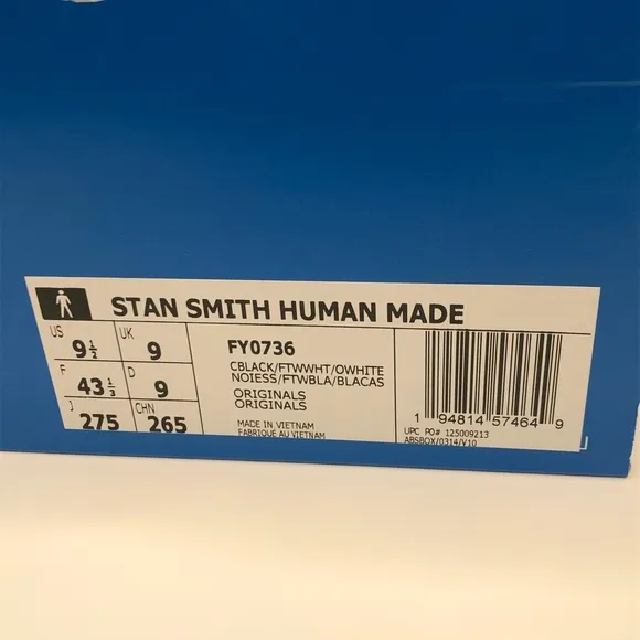Stan Smith Shoes Size 9.5 Human Made Black &amp; Red Color Adidas Original Sneakers