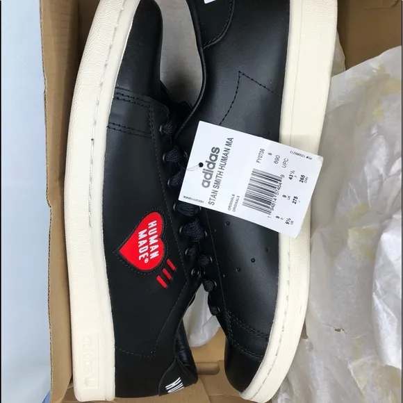 Stan Smith Shoes Size 9.5 Human Made Black &amp; Red Color Adidas Original Sneakers
