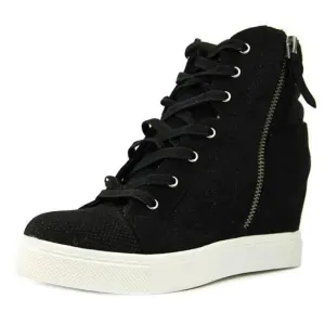 Steve Madden Llynn Black high top Canvas Wedge Heel Womens size 7.5