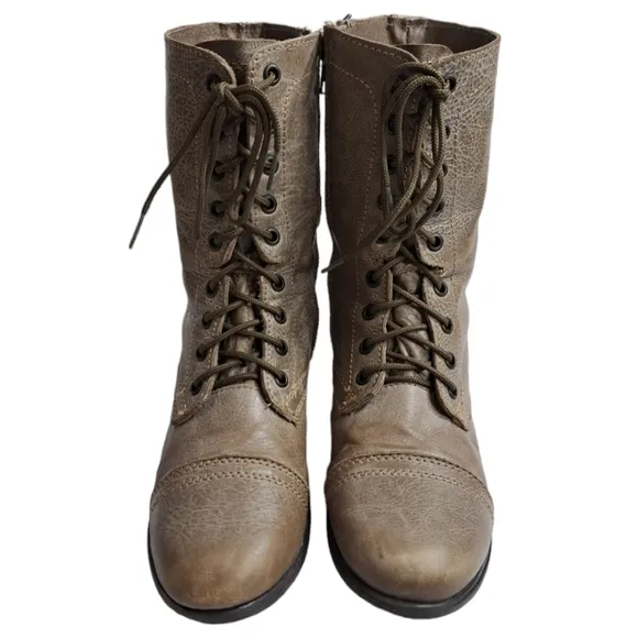 Steve‎ Madden Women's Leather Troopa Combat Boots Grey 8 M
