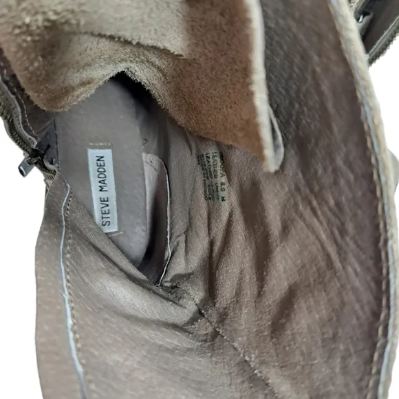 Steve‎ Madden Women's Leather Troopa Combat Boots Grey 8 M