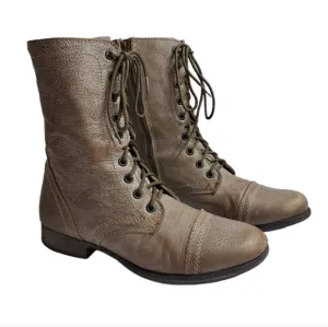 Steve‎ Madden Women's Leather Troopa Combat Boots Grey 8 M