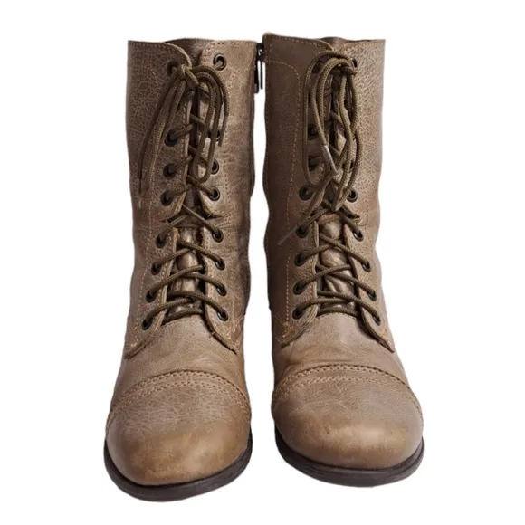 Steve‎ Madden Women's Leather Troopa Combat Boots Grey 8 M