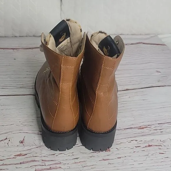 STEVE MADDEN Brown Leather Boots with Leopard Print Size 9