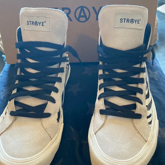 STRAYE ZEBRA PRINT HIGH TOPS SIZE 9.5 SUEDE AND CANVAS WITH OG BOX