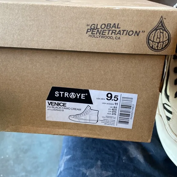 STRAYE ZEBRA PRINT HIGH TOPS SIZE 9.5 SUEDE AND CANVAS WITH OG BOX