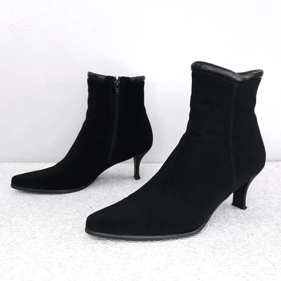 Stuart Weitzman Heeled Black Waterproof Leather &amp; Gore-Tx Ankle Booties US 10