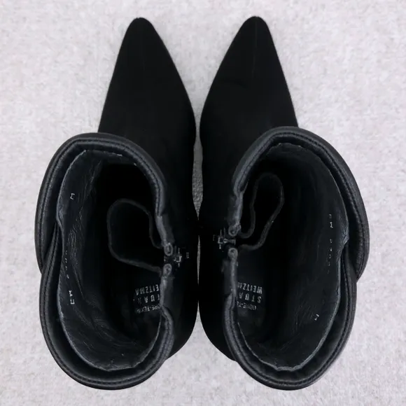 Stuart Weitzman Heeled Black Waterproof Leather &amp; Gore-Tx Ankle Booties US 10