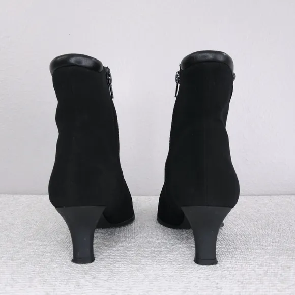 Stuart Weitzman Heeled Black Waterproof Leather &amp; Gore-Tx Ankle Booties US 10