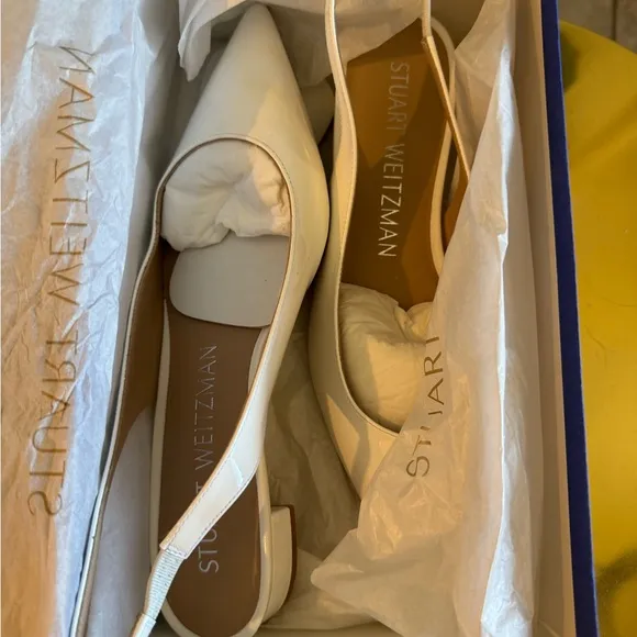 Stuart Weitzman White Slingback Women's Shoes