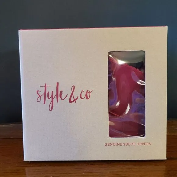 Style &amp; Co RED Suede Teenyy Pull On Ankle Boots Size 7M