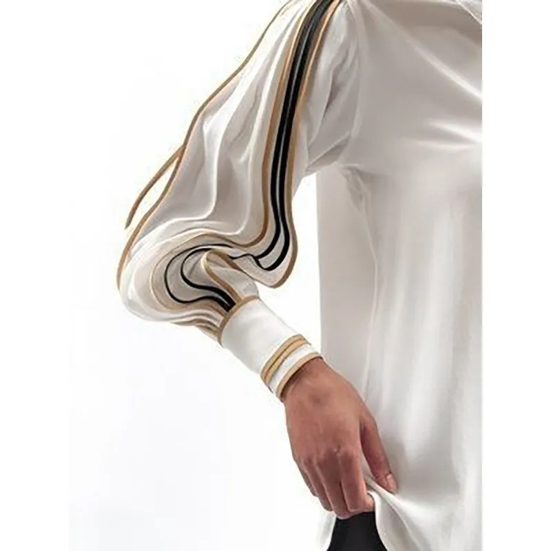 Stylish Urban Plain Balloon Sleeves Blouse&Shirt Top