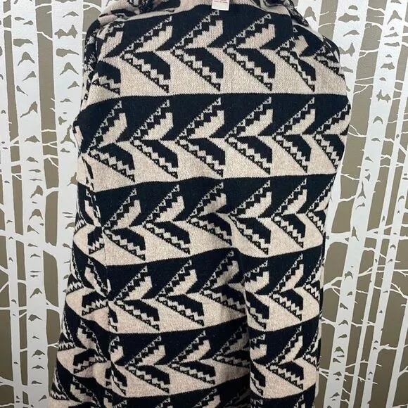 Sundance Geometric Print 100% Lambswool Open Front Cardigan PXS