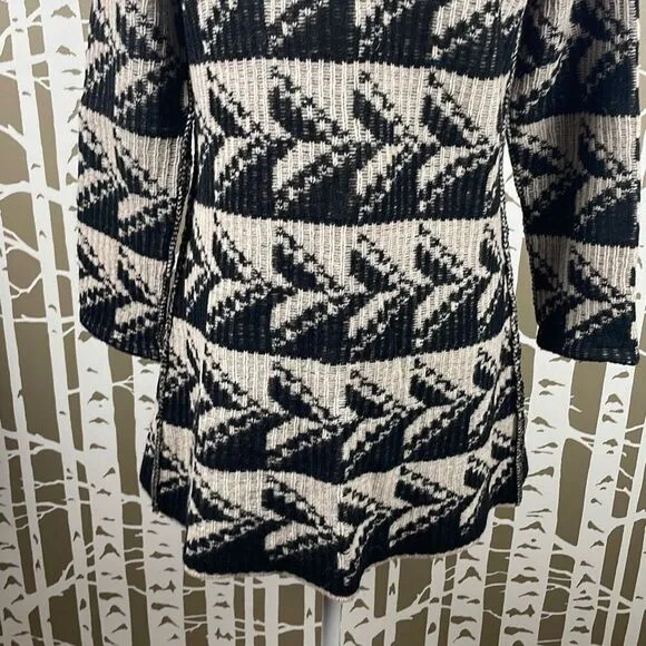 Sundance Geometric Print 100% Lambswool Open Front Cardigan PXS