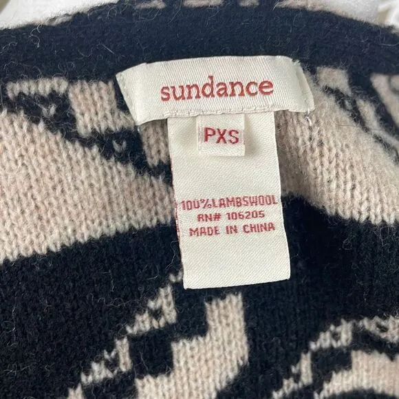 Sundance Geometric Print 100% Lambswool Open Front Cardigan PXS