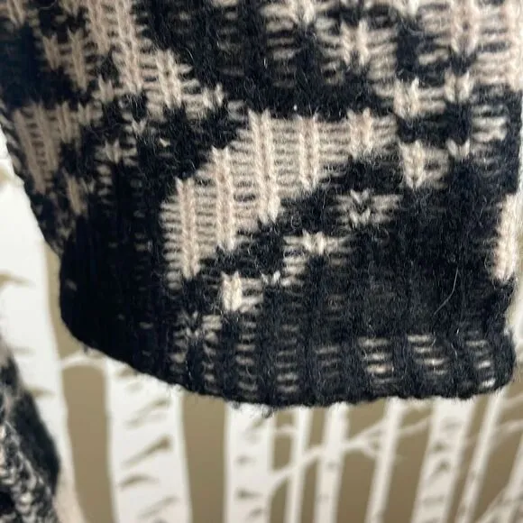 Sundance Geometric Print 100% Lambswool Open Front Cardigan PXS