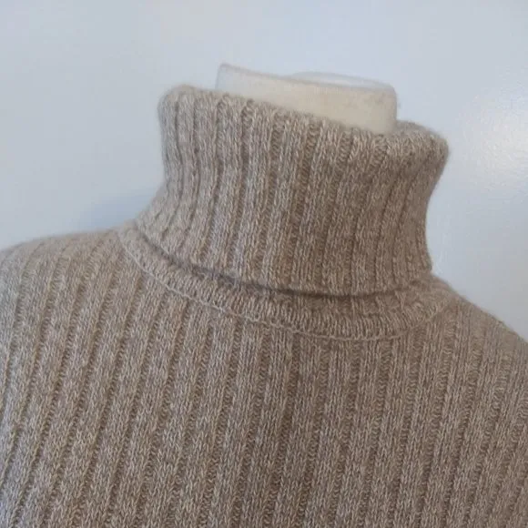 Sundance Turtleneck cotton angora blend ribbed Sweater soft cozy neutral color