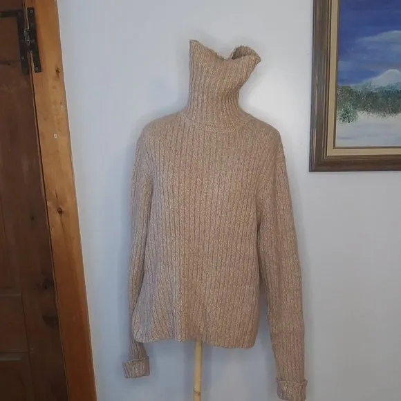 Sundance Turtleneck cotton angora blend ribbed Sweater soft cozy neutral color