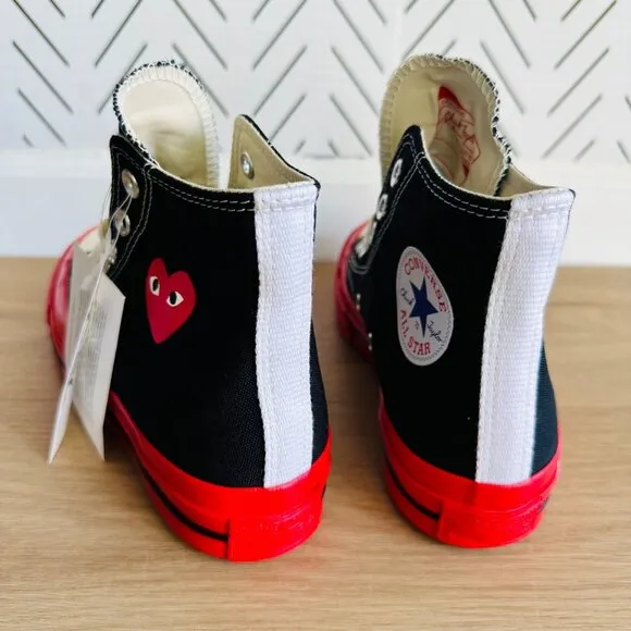 ❤️Sz 11 Converse Comme Des Garçons Play Chuck 70 Hi Women Shoes Black Rd A01793C