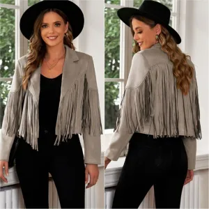 Tassel Tango Cropped Jacket - Gray