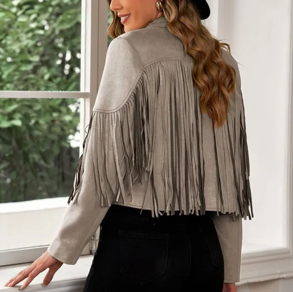 Tassel Tango Cropped Jacket - Gray