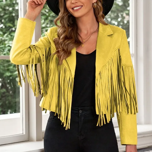 Tassel Tango Cropped Jacket - Yellow Green