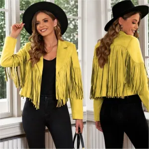 Tassel Tango Cropped Jacket - Yellow Green