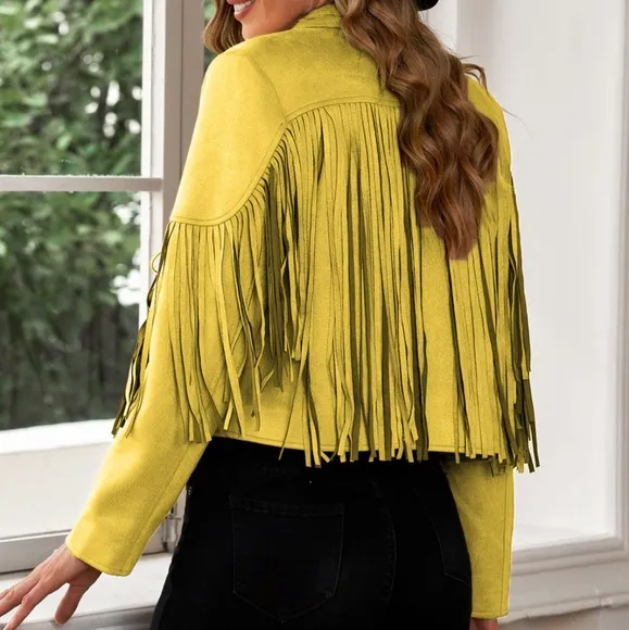 Tassel Tango Cropped Jacket - Yellow Green