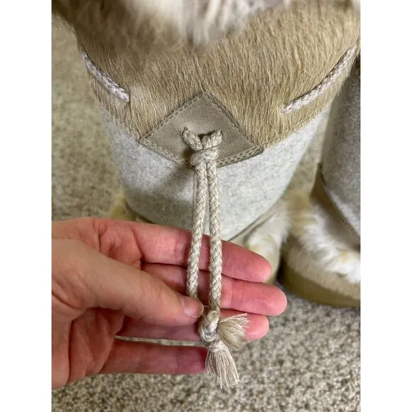 Tecnica Alaska Winter Boots Women 8 Insulated Cowhide Rabbit fur Suede Ski Tan