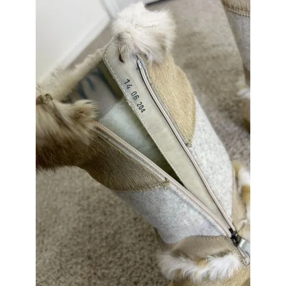Tecnica Alaska Winter Boots Women 8 Insulated Cowhide Rabbit fur Suede Ski Tan