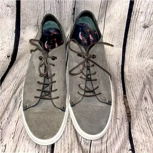 Ted Baker Duuke Leather AM Gray Lace Up Sneakers Shoes Men’s Size 10 Neutral