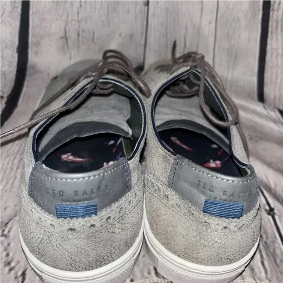 Ted Baker Duuke Leather AM Gray Lace Up Sneakers Shoes Men’s Size 10 Neutral