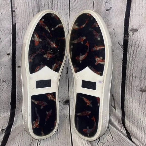 Ted Baker Duuke Leather AM Gray Lace Up Sneakers Shoes Men’s Size 10 Neutral