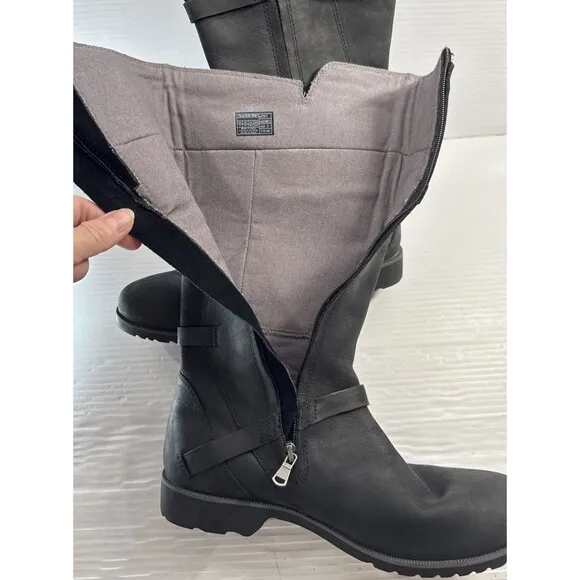 TEVA Delavina Women’s Tall Waterproof  Leather Zip Boots Black US 9/ EUR 40