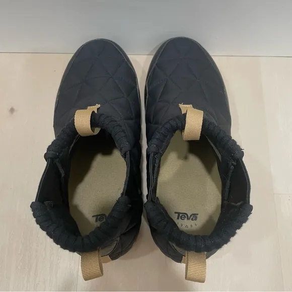 Teva ReEmber Mid Bootie Black Tan Quilted Women's 8 Slip-On Warm Water Repellent