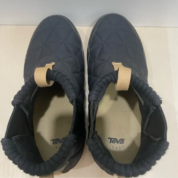 Teva ReEmber Mid Bootie Black Tan Quilted Women's 8 Slip-On Warm Water Repellent
